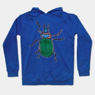 Fun Green Fiery Searcher Beetle Graphic Tee Hoodie